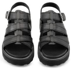 Sandali Donna CULT Ziggy 4775 in Pelle Nera con Fasce Frontali Intrecciate