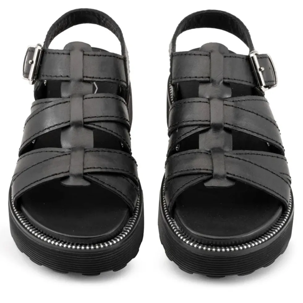 Sandali Donna CULT Ziggy 4775 in Pelle Nera con Fasce Frontali Intrecciate