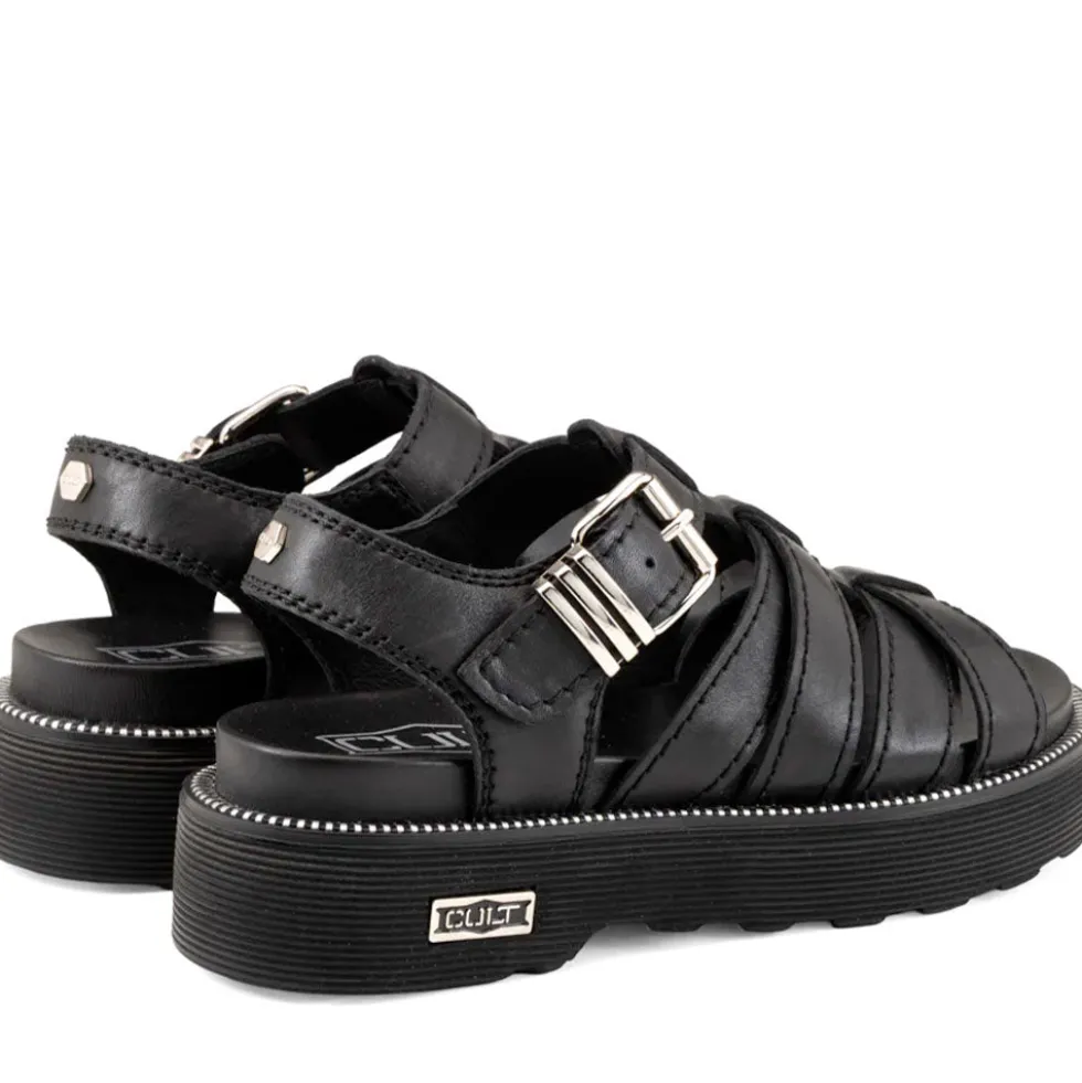 Sandali Donna CULT Ziggy 4775 in Pelle Nera con Fasce Frontali Intrecciate