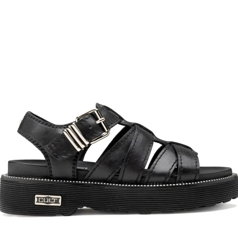 Sandali Donna CULT Ziggy 4775 in Pelle Nera con Fasce Frontali Intrecciate