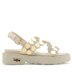 Sandali Donna CULT Ziggy 4770 in Pelle Bianca con Borchie Piatte Frontali