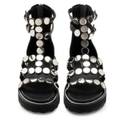 Sandali Donna CULT Ziggy 4771 in Pelle Nera con Borchie Piatte Applicate