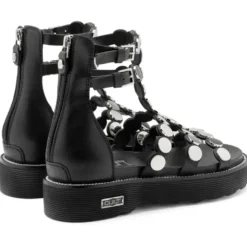 Sandali Donna CULT Ziggy 4771 in Pelle Nera con Borchie Piatte Applicate