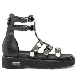 Sandali Donna CULT Ziggy 4771 in Pelle Nera con Borchie Piatte Applicate