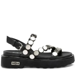 Sandali Donna CULT Ziggy 4770 in Pelle Nera con Borchie Piatte Frontali