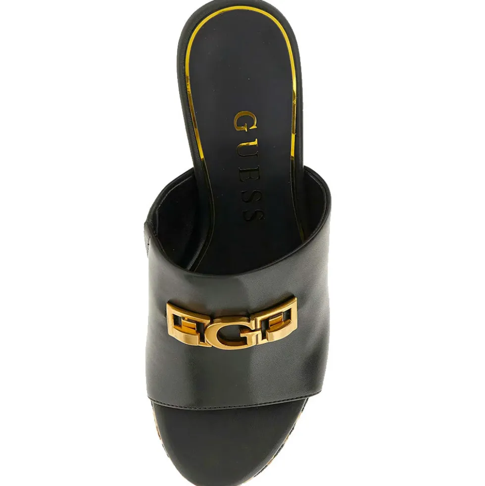 Sandali Donna GUESS con Zeppa Linea Evenza Colore Nero e Animalier
