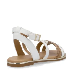 Sandali Flat 1A Classe Alviero Martini in Eco Nappa Bianca e stampa Geo Classic 2451