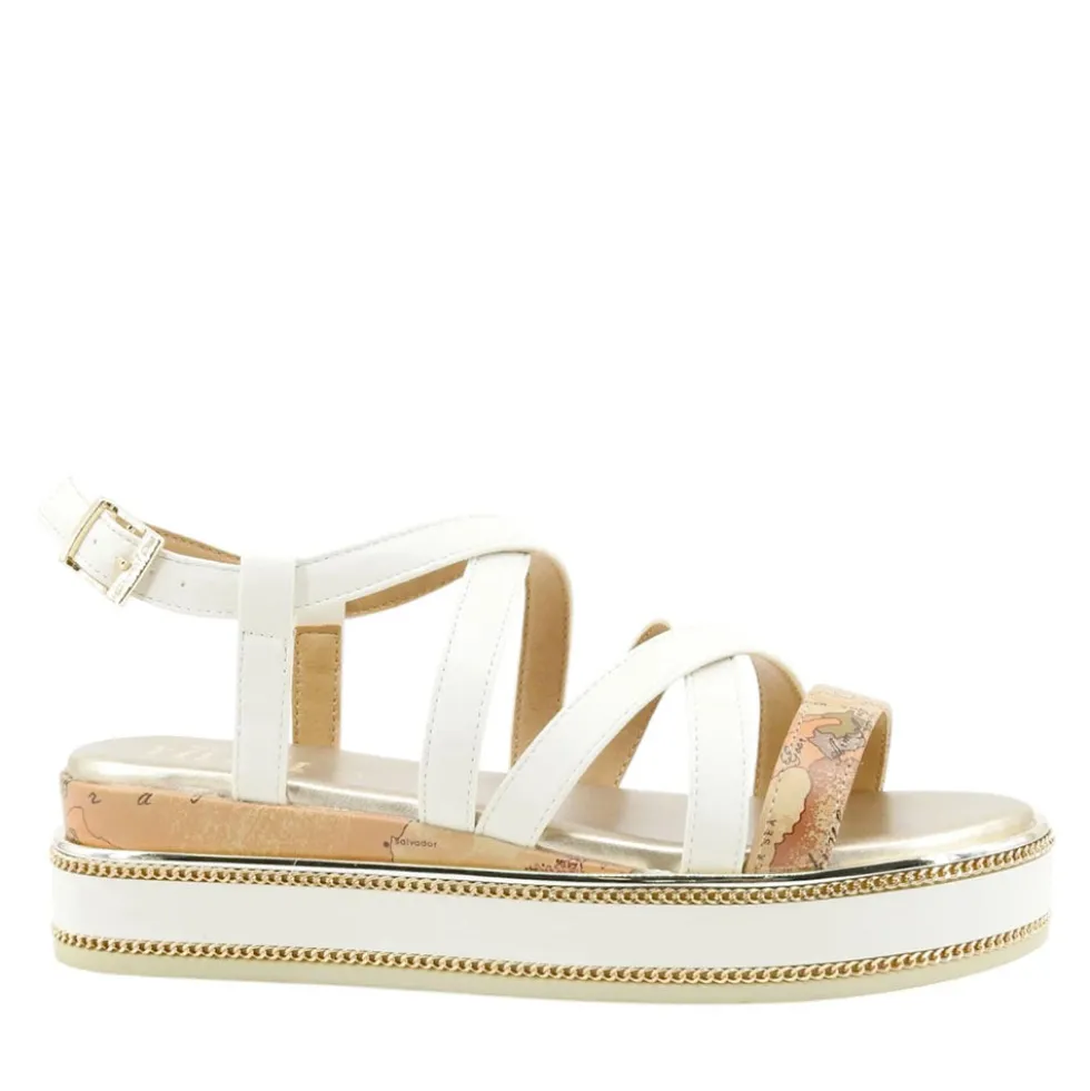 Sandali Platform 1A Classe Alviero Martini in Eco Nappa Bianco Sporco 2484