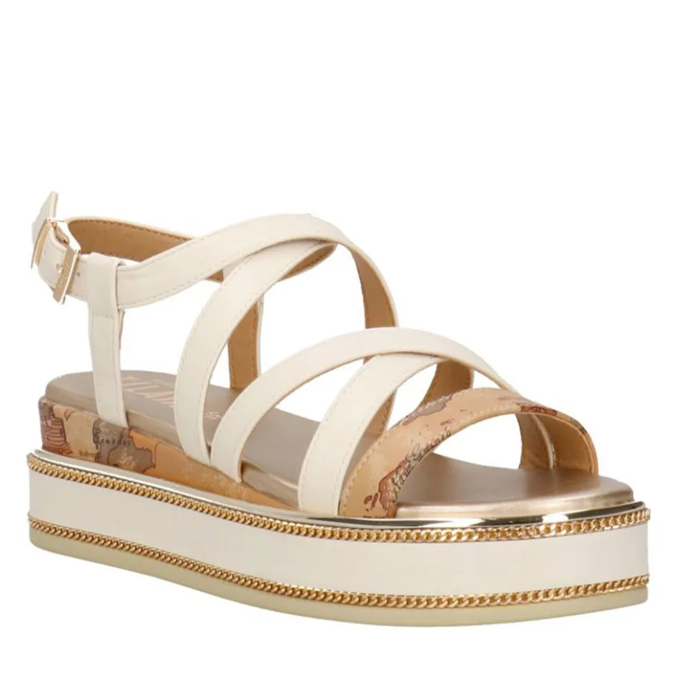 Sandali Platform 1A Classe Alviero Martini in Eco Nappa Bianco Sporco 2484