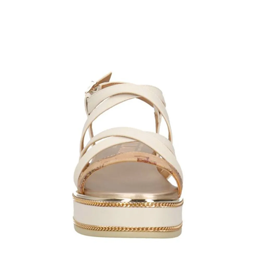 Sandali Platform 1A Classe Alviero Martini in Eco Nappa Bianco Sporco 2484