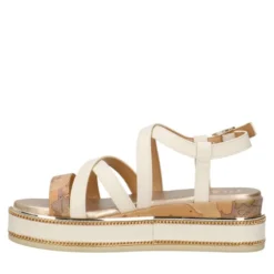Sandali Platform 1A Classe Alviero Martini in Eco Nappa Bianco Sporco 2484