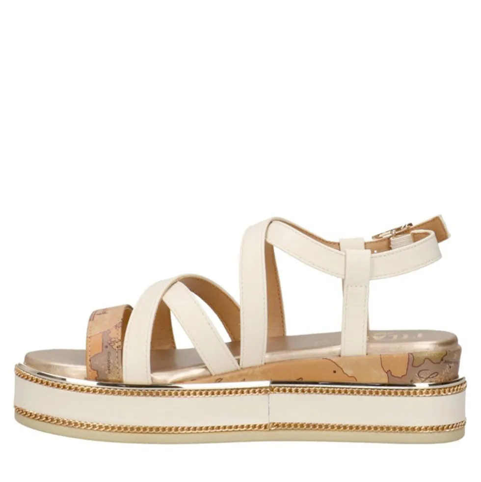 Sandali Platform 1A Classe Alviero Martini in Eco Nappa Bianco Sporco 2484