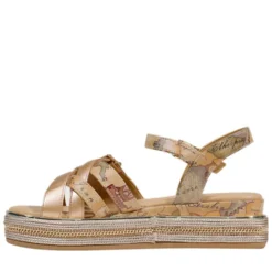 Sandali Platform 1A Classe Alviero Martini in Eco Nappa Oro Rosa e Geo Beige 2488