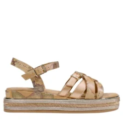 Sandali Platform 1A Classe Alviero Martini in Eco Nappa Oro Rosa e Geo Beige 2488