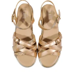Sandali Platform 1A Classe Alviero Martini in Eco Nappa Oro Rosa e Geo Beige 2488