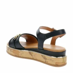 Sandali Platform 1A Classe Alviero Martini in Eco Nappa Nera con Suola Geo Classic 2479