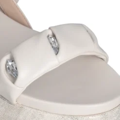 Sandali Platform LIU JO Frida 34 con Fasce Bold con Pietre Gioiello color Crema