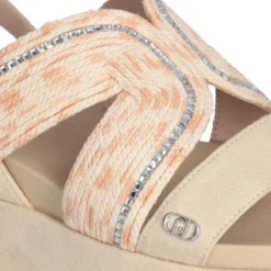 Sandali Platform LIU JO Frida 38 in Corda Almond e Peach con Strass