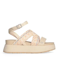 Sandali Platform LIU JO Frida 38 in Corda Almond e Peach con Strass