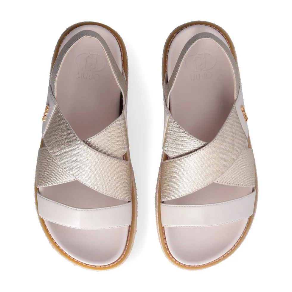 Sandali Platform LIU JO Panarea 02 in Canvas Laminato color Oro