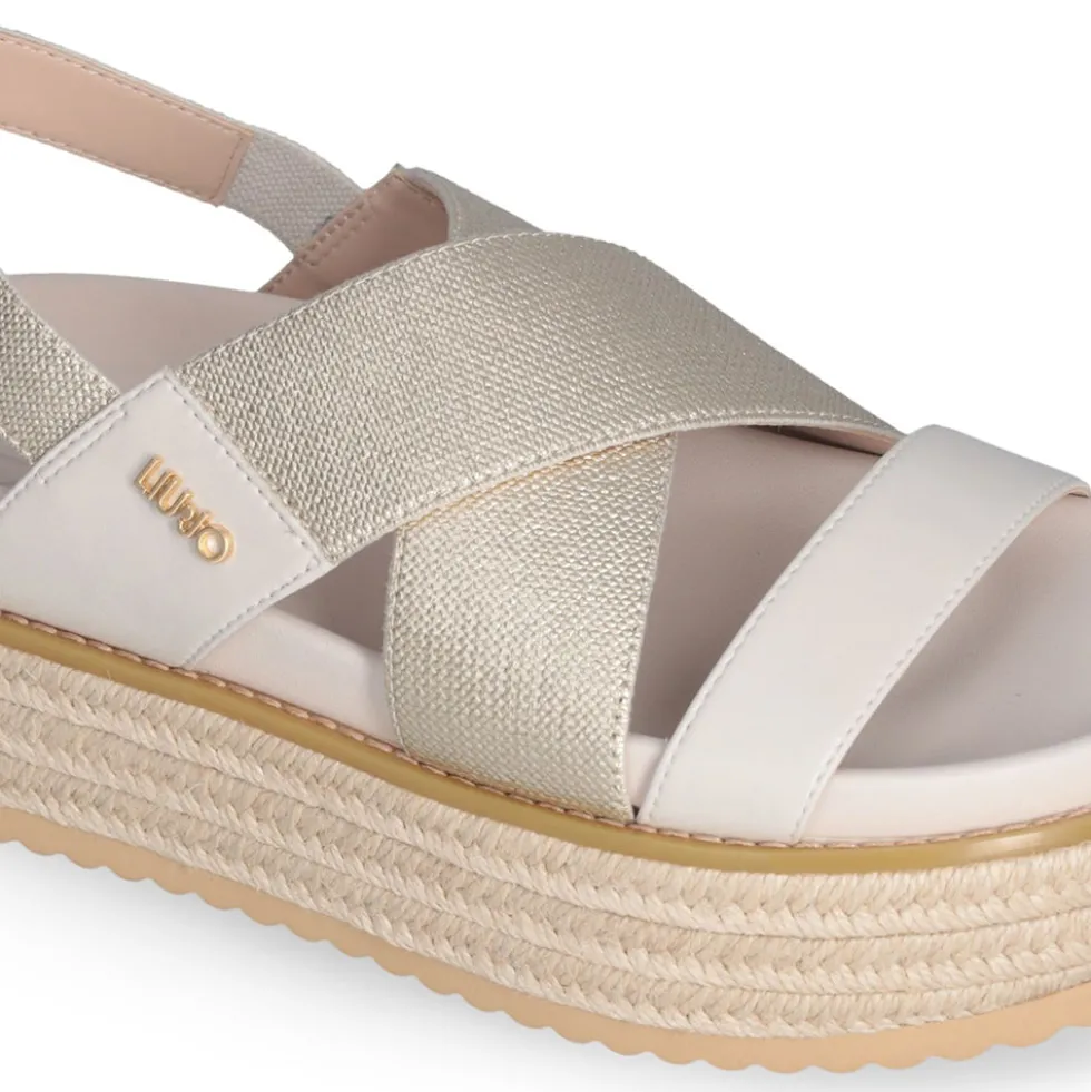 Sandali Platform LIU JO Panarea 02 in Canvas Laminato color Oro