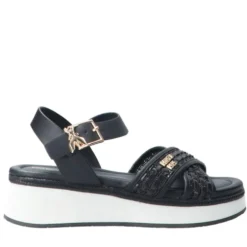 Sandali Platform PATRIZIA PEPE Girl linea Flyplat Sandal in Econappa Intrecciata Nera