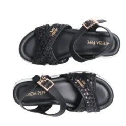 Sandali Platform PATRIZIA PEPE Girl linea Flyplat Sandal in Econappa Intrecciata Nera