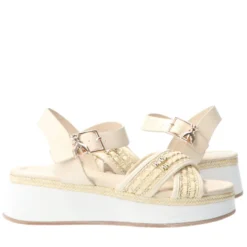Sandali Platform PATRIZIA PEPE Girl linea Flyplat Sandal in Econappa Intrecciata color Panna