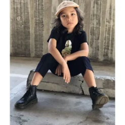Scarpe Bambino DR. MARTENS Stivali linea 1460 J in Pelle Nera