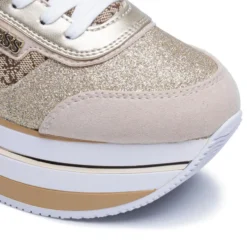Scarpe Donna GUESS Sneakers Colore Beige - Marrone con Inserti Glitterati Linea Hansin