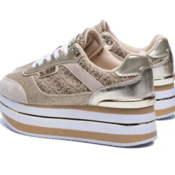 Scarpe Donna GUESS Sneakers Colore Beige - Marrone con Inserti Glitterati Linea Hansin