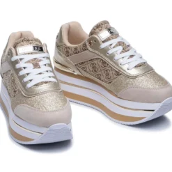 Scarpe Donna GUESS Sneakers Colore Beige - Marrone con Inserti Glitterati Linea Hansin