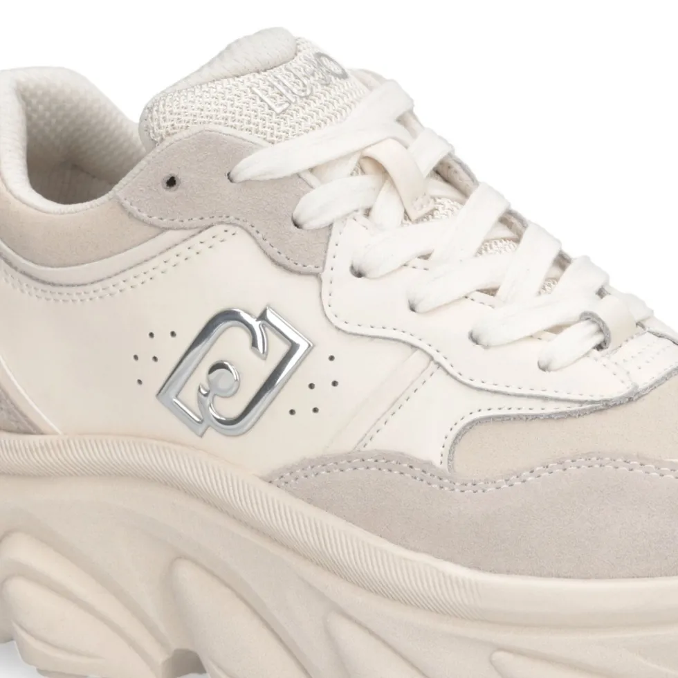 Scarpe Donna LIU JO Steffy 01 Sneakers Chuncky in Suede e Pelle color Latte