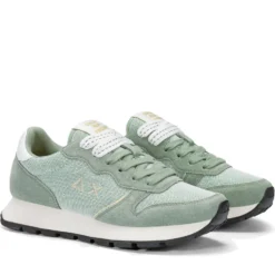 Scarpe Donna Sun68 Sneakers Ally Glitter Textile Colore Verde Salvia - Z36203