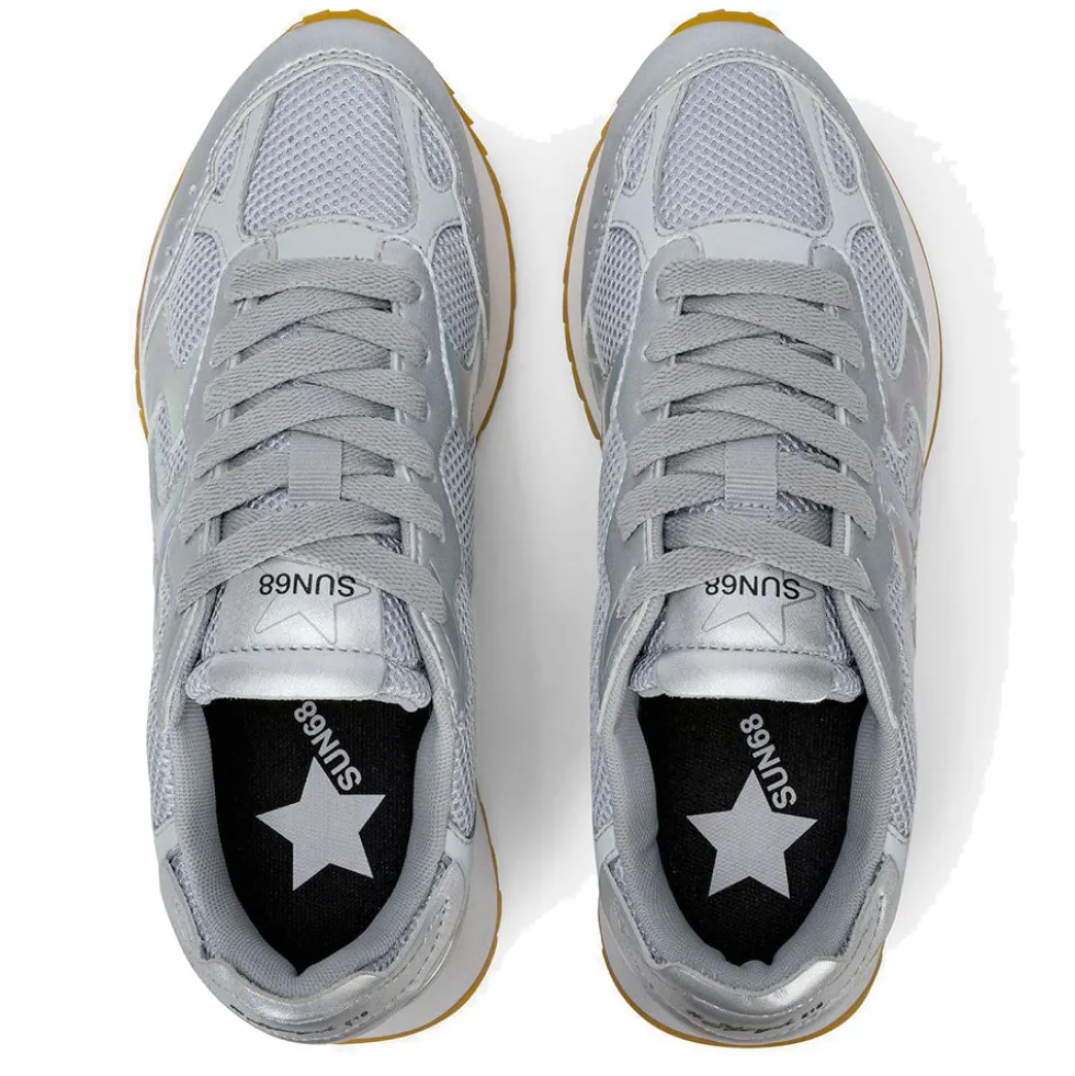 Scarpe Donna Sun68 Sneakers Stargirl Silver Mesh Argento - Z36216