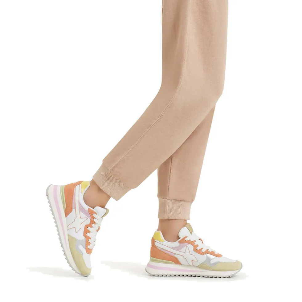 Scarpe Donna W6YZ Sneakers Yak-W. in Tessuto Tecnico e Suede colore White Paglia Lilac