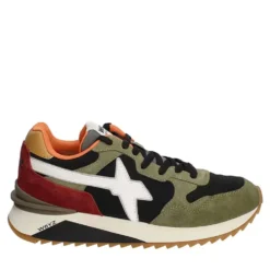 Scarpe Uomo W6YZ Sneakers Yak-M. in Suede e Tessuto Tecnico colore Militare Black Granata
