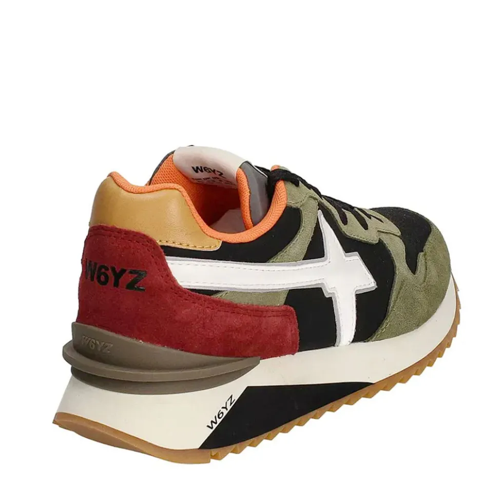 Scarpe Uomo W6YZ Sneakers Yak-M. in Suede e Tessuto Tecnico colore Militare Black Granata
