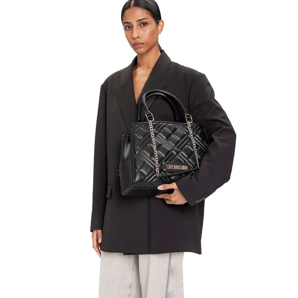 Shopping Bag a Mano Trapuntata LOVE MOSCHINO linea Quilted colore Nero
