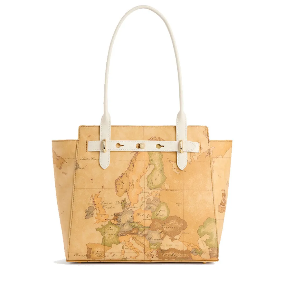 Shopping Bag Donna 1A Classe Alviero Martini linea Escape Geo stampa Geo Classic e Avorio LE60