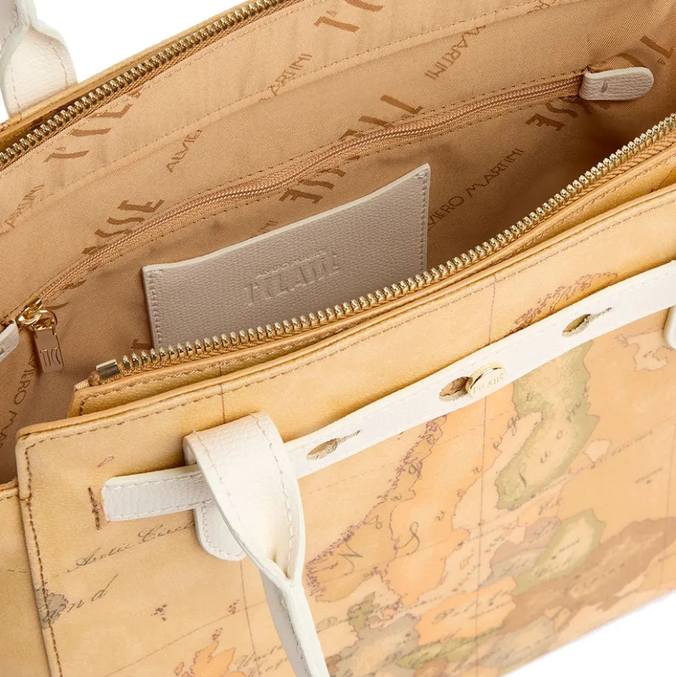 Shopping Bag Donna 1A Classe Alviero Martini linea Escape Geo stampa Geo Classic e Avorio LE60