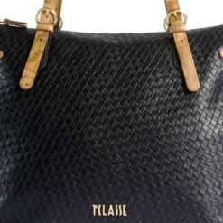 Shopping Bag Donna 1A Classe Alviero Martini linea Golden Dune effetto Intrecciato Nera LE42