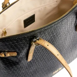 Shopping Bag Donna 1A Classe Alviero Martini linea Golden Dune effetto Intrecciato Nera LE42