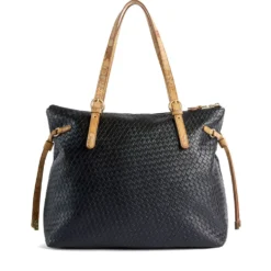 Shopping Bag Donna 1A Classe Alviero Martini linea Golden Dune effetto Intrecciato Nera LE42