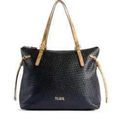 Shopping Bag Donna 1A Classe Alviero Martini linea Golden Dune effetto Intrecciato Nera LE42