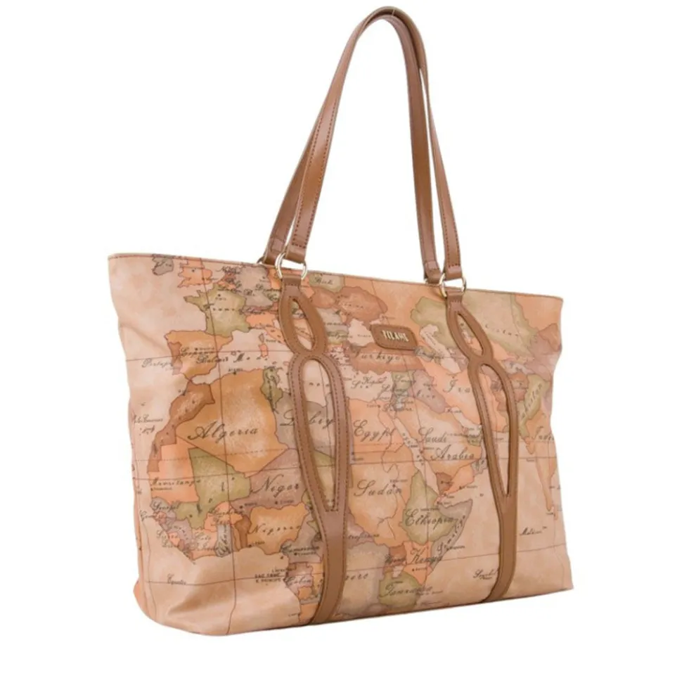 Shopping Bag Donna 1A Classe Alviero Martini linea Soft Petals in Tessuto Soft Geo Classic e Cuoio LE53