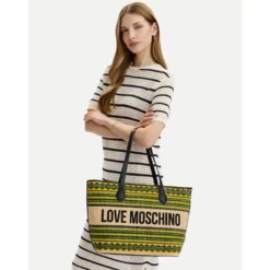 Shopping Bag Donna LOVE MOSCHINO a Righe Nero Multicolor