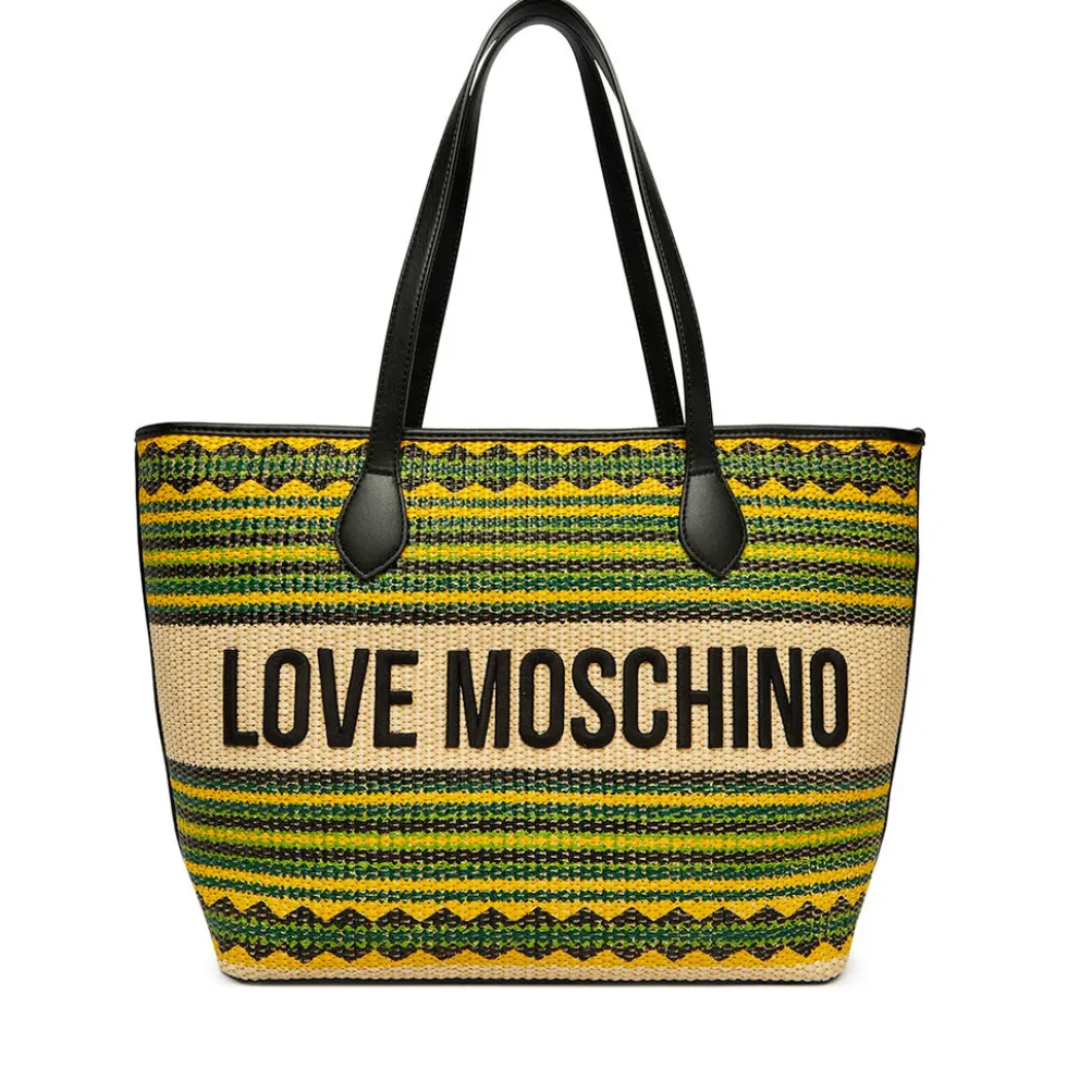 Shopping Bag Donna LOVE MOSCHINO a Righe Nero Multicolor