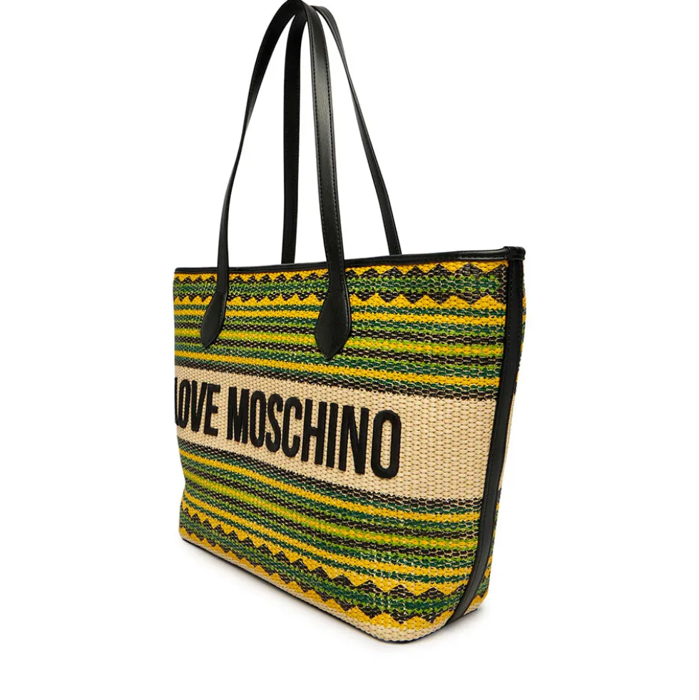 Shopping Bag Donna LOVE MOSCHINO a Righe Nero Multicolor