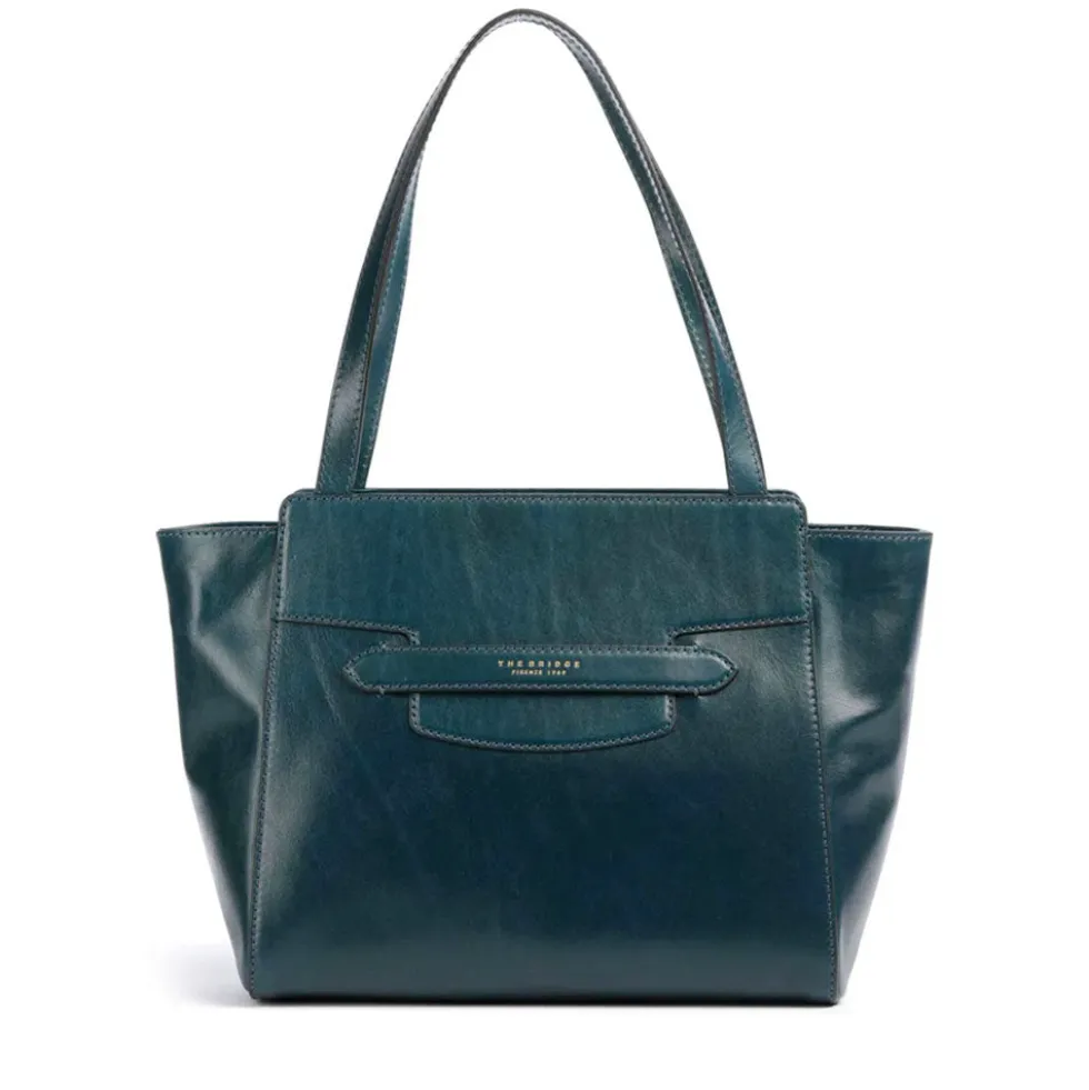 Shopping Bag Donna THE BRIDGE linea Lucrezia in Pelle Blu Pavone